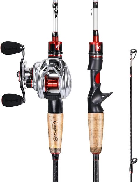 Sougayilang Fishing Rod and Reel Combo, Medium Heavy Fishing Pole with Baitcasting Reel Combo, 2-Piece Baitcaster Combo Baitcaster Reels, Fishing Rods And Reels, Fishing Techniques, Fishing Charters, Freshwater Fishing, Fishing Rods, Rod And Reel, Fishing Pole, Ice Fishing