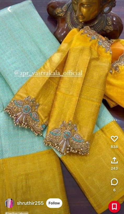 Blue Blouse Designs, Blue Silk Saree, Blouse Designs High Neck, Blouse Designs Catalogue, Best Blouse Designs, Pattu Saree Blouse Designs, Traditional Blouse Designs, Wedding Saree Blouse Designs, Latest Model Blouse Designs