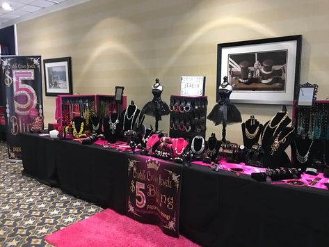 My setup for a vending event with 2 6ft tables. Paparazzi Event Setup, Paparazzi Jewelry Room Ideas, Paparazzi Inventory Organization, Paparazzi Jewelry Office Ideas, Paparazzi Pegboard Display, Table Booth Ideas, Jewelry Booth Display Ideas, Jewelry Booth Display, Booth Ideas Vendor