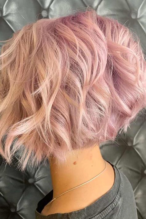 Pink Choppy Bob, Short Choppy Pink Hair, Fun Hair Colours For Short Hair, Rose Gold Hair Fair Skin, Short Pink Hair Women, Rose Pink Short Hair, Fun Hair Color For Short Hair, Pink Lob Hair, Pastel Hair Color Ideas For Short Hair