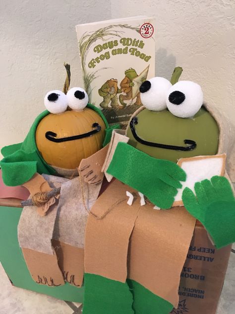 Frog And Toad Pumpkin, Toad Pumpkin, Book Character Pumpkins, Character Pumpkins, Pumpkin Books, Book Character, Frog And Toad, Painted Pumpkins, Pumpkin Decorating