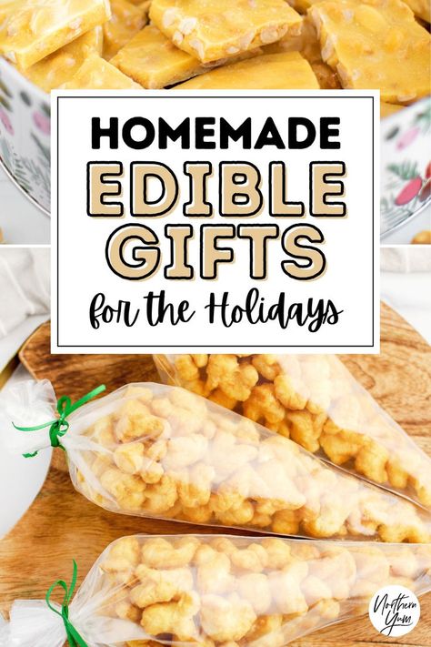 Homemade Edible Gifts for the Holidays Snacks To Give As Gifts, Holiday Treat Gift Ideas, Holiday Treat Gifts, Giftable Treats, Edible Christmas Gifts Homemade, Savory Food Gifts, Savory Christmas Treats, Edible Gifts Homemade, Meal Kits Diy