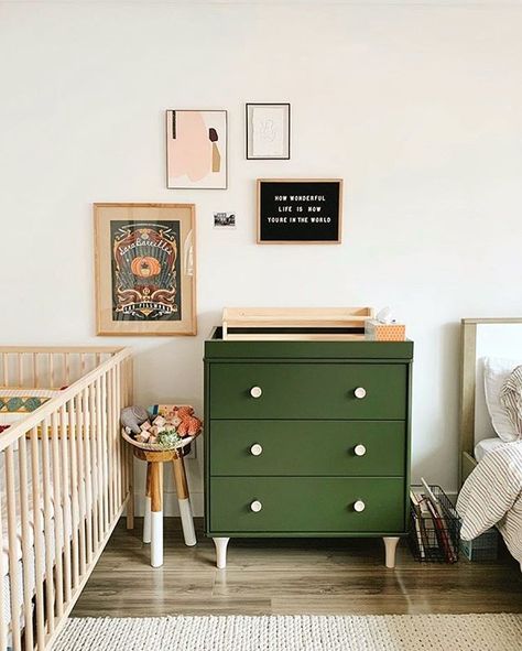 🍃 spice up your nursery with an elegant green dresser ✨ • #babyletto Lolly dresser • 📷: nursery designed by mama @jensane 🌳 Boy Nursery Themes, Green Dresser, Baby Boy Nursery Themes, Green Nursery, Diy Nursery, Kids Interior, Baby Bedroom, Nursery Inspiration, Baby's Room