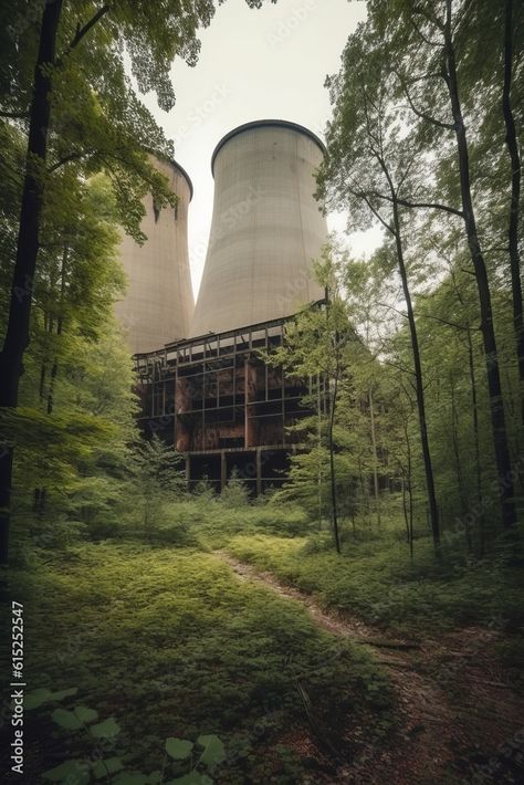 Abandoned Nuclear Plant, Nuclear Power Plant Illustration, Nuclear Power Plant Aesthetic, Polluted Forest, Apocalyptic Aesthetic, Toxic Environment, Post Apocalyptic Art, Nuclear Plant, Pixel Art Games