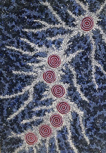 Seven Sisters | Gabriella Possum Nungarrayi | Aboriginal Art Galleries Australian Painting, Indigenous Australian Art, Seven Sisters, Contemporary Graphic, Aboriginal Artwork, Aboriginal Artists, Acrylic Artwork, Spring Art, Australian Art