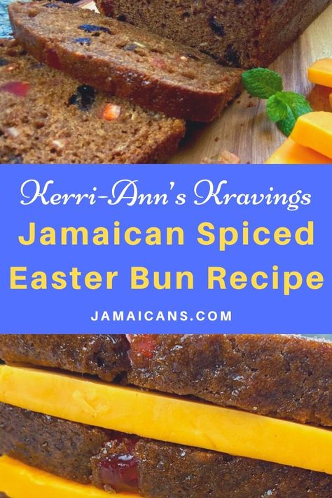 Jamaican Spiced Easter Bun Recipe Kerri-Ann Kravings Jamaican Bun And Cheese, Jamaican Bun Recipe, Jamaican Rum Raisin Banana Bread, Jamaican Hard Dough Bread Recipe, Jamaican Spice Bun Recipe, Jamaican Easter Bun Recipe, Jamaican Desserts, Easter Bun, Fun Buns