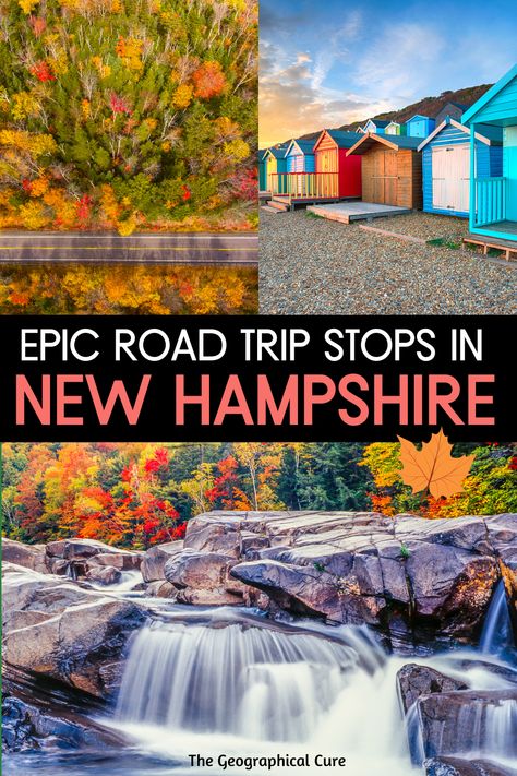 New Hampshire In The Fall, New Hampshire Things To Do In, Road Trip Stops, Fall Foliage Road Trips, Canada Vacation, New England Road Trip, England Trip, East Coast Travel, Fall Road Trip