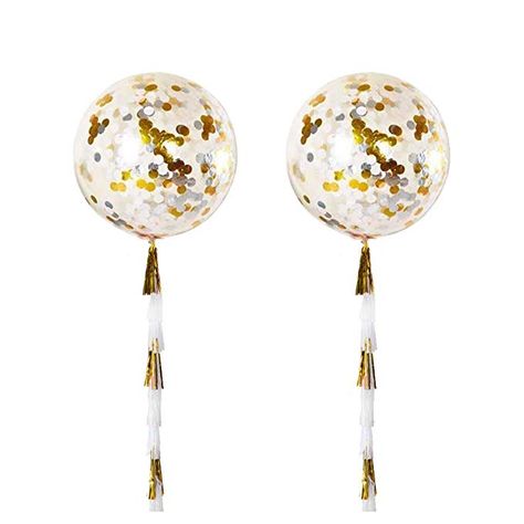 Amazon.com: ZOOYOO 36" Gold Tissue Paper Tassels Confetti Balloons Pack of 2 (clear): Health & Personal Care Clear Balloons With Confetti, Masquerade Party Decorations, Paper Tassels, Masquerade Ball Party, Diy Tassel Garland, White Tissue Paper, Tissue Paper Tassel, Gold Tissue Paper, Balloon Tassel