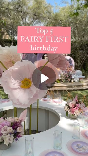 Large Flower Art on Instagram: "Some of my favorite outdoor fairy birthday events!   Which one is your favorite?!" Fairy Garden 1st Birthday Party Ideas, Fairy 1st Birthday Centerpieces, Fairy First Birthday Backdrop Ideas, First Fairy Birthday, Fairy First Birthday Photoshoot, My Fairy First Birthday Backdrop, Fairy 1st Birthday Party Decoration, Fairy Birthday Balloon Arch, Fairy First Balloon Arch