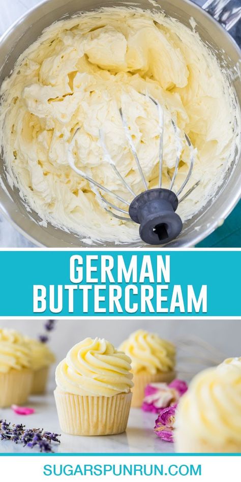 This custard-based German Buttercream is perfect for those who prefer their frosting to be not-so-sweet. Silky and soft, it pipes beautifully and pairs well with any flavor cake. What the how-to video below for step-by-step instructions! German Frosting Recipe, Not So Sweet Icing, German Buttercream Recipe, Custard Frosting, Macaron Fillings, German Buttercream, Whip Frosting, Fluffy Buttercream, How To Make Pastry