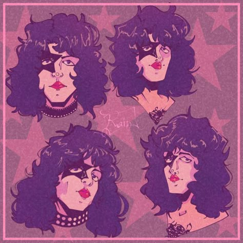 The Band Kiss, Rockstar Aesthetic Pfp, Kiss Band Drawing, Kiss Band Fanart, Starchild Kiss, Kiss Draw, Kiss Band Art, Kiss Singer, Band Drawings