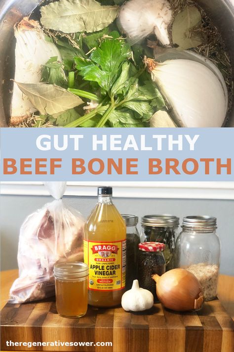 Bone broth is fantastic for the gut and so many other body systems! The healthiest bone broth is homemade, so learn how to make it here. This recipe can be made with beef or chicken and can be made on the stove top or the Instant Pot. #FromScratchRecipes #GutHealth Stove Top Bone Broth, Beef Bone Broth Recipe Stove Top, Beef Bone Broth Recipe Instant Pot, How To Make Bone Broth Taste Better, Bone Broth Recipe Instant Pot, Beef Bone Broth Recipe, Bone Broth Soup, Recipe Instant Pot, Homemade Bone Broth