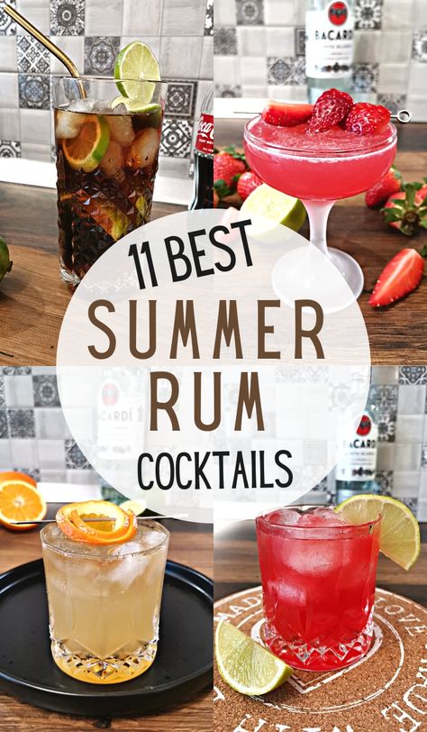 Rum And Vodka Drinks Recipes, Drinks To Make With Rum, Simple Rum Cocktail Recipes, Rum Based Drinks, Drinks With Rum Easy, Sweet Rum Cocktails, Cocktails With White Rum, Rum Cocktail Recipes Easy, White Rum Drinks Easy