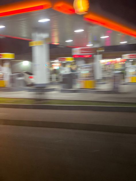 Dark Gas Station Aesthetic, Midnight Gas Station Aesthetic, Gas Station Night Aesthetic, Good Night Asthetics Photos, Night Out Asthetics Photos, Gas Station At Night Aesthetic, Gas Stations At Night, Late Night Gas Station Aesthetic, Petrol Station Aesthetic