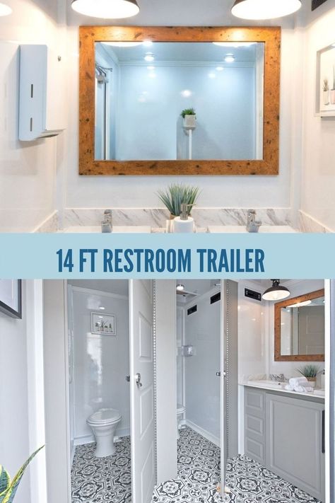 Trailer Bathroom, Bathroom Trailer, Luxury Restroom, Restroom Trailer, Portable Restrooms, Portable Bathroom, Trailer Decor, Trailer Interior, Summer Luxury