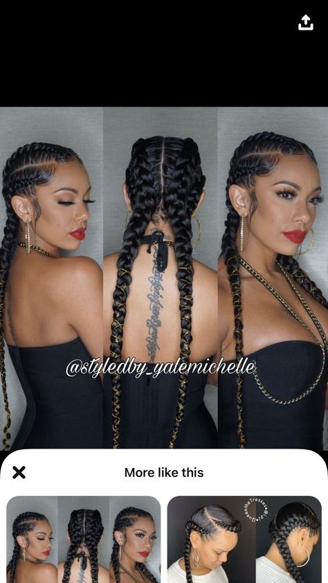 Two Hair Braids Styles, 4 Dutch Braids Black Hair, Braided Hairstyles Puertorican, 2 Dutch Braids Black Women, Dutch Braids With Extensions Black Women, White Women Braids Hairstyles, Kim K Braids, Braids For Puerto Rican Hair, Braids For Spanish Women