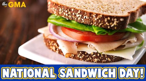 Happy National #Sandwich day! Sandwiches are the go-to for #lunch time! Agree? Who makes your fave sandwich?   Image: Good Morning America Deli Meat Sandwiches, Onion Sandwich, Turkey Club Sandwich, National Sandwich Day, High Sodium Foods, Turkey Club, Turkey Sandwich, Healthy Turkey, Healthy Sandwiches