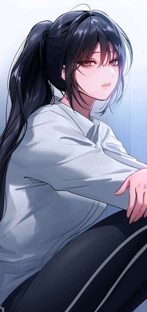 Noona Manhwa, My Landlady Noona, Landlady Noona, Anime Black Hair, Eren X Mikasa, Girls With Black Hair, Anime Pixel Art, Aesthetic Japan, Digital Art Anime