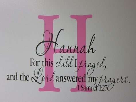 . Hannah Meaning, Hannah Name, Hannah Bible, 1 Samuel 1 27, Scripture Bible, Bible Wall Art, 1 Samuel, Baby Time, Disney Family