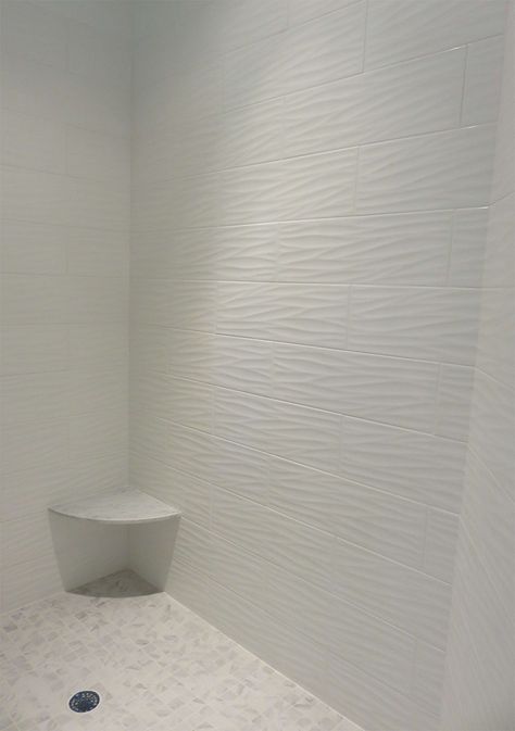 Wavy Shower Wall Tile, Wave Shower Tile, Wave Tile Bathroom Shower Walls, White Wave Tile Bathroom Showers, Wavy Tile Bathroom Showers, Bathroom Uk, Wave Tile, Dreamy Bathrooms, Mom Bathroom