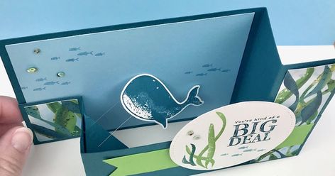 Stampin' Up! Whale Done Wiper Card VIDEO Tutorial ~ 2020-2021 Annual Catalog ~ www.juliedavison.com ~ #stampinup Stampin Up Whale Done, Sea Cards, Make It Monday, Beach Cards, Stampin Up Card Ideas, Honey Bee Stamps, Fun Folds, Card Folds, Club Card