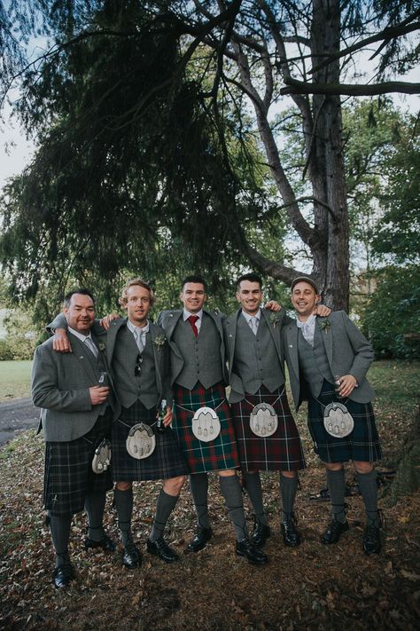 Groomsmen Kilts, Wedding Kilts Grooms, Grant Tartan, Kilted Men, Scottish Wedding Ideas, Wedding Kilt, Kilt Wedding, Groom Squad, Scotland Men