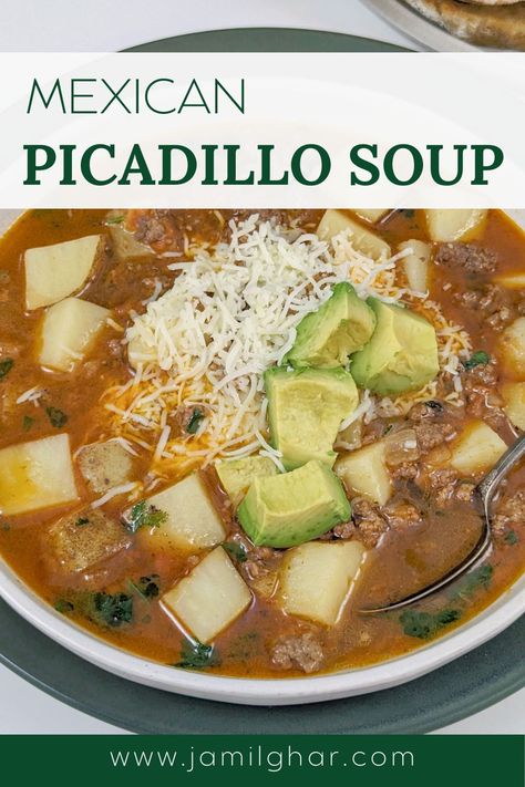 Mexican picadillo soup is a comforting dish with classic picadillo flavor simmered in a warm broth, and it's ready in under an hour. Mexican Picadillo Soup, Picadillo Soup Recipe, Green Chili Picadillo, Picadillo Recipe Mexican, Picadillo Soup, Mexican Picadillo Recipe, Mexican Picadillo, Mexican Soups, Pumpkin Soup Easy