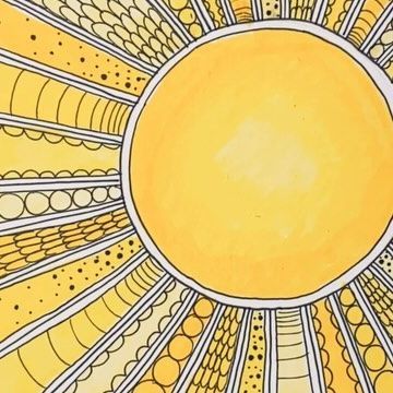 Sanna on Instagram: "Day 109/100. Yellow. A little sunshine to brighten the day and chase whatever you’re facing away. (At least for a minute or two). #creativity100 #dotd #doodleart #mindfuldrawing #lineart #calming #relaxing #sunshine" Sunshine Art For Kids, Sunshine Doodle, Yellow Doodles, Doodle Sun, Sunshine Illustration, Paint Rocks, January 9, Paint Rock, Bible Prayers