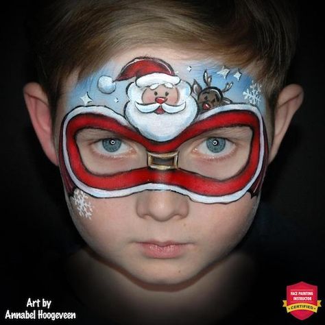 Here comes Super Santa Face Paint Tutorial: Step by Step Guide Santa Face Paint, Paint Tutorial Step By Step, Face Paint Tutorial, Cool Face Paint, Face Painting For Boys, Christmas Face Painting, Paint Makeup, Paint Tutorial, Painting Kids