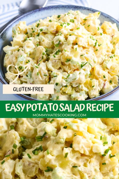 Cold Potato Salad, Gluten Free Potato Salad, Easy Potato Salad Recipe, Babyback Ribs Recipe, Potato Salad Dressing, Potato Salad Recipe Easy, School Lunch Recipes, Classic Potato Salad, Easy Potato Salad