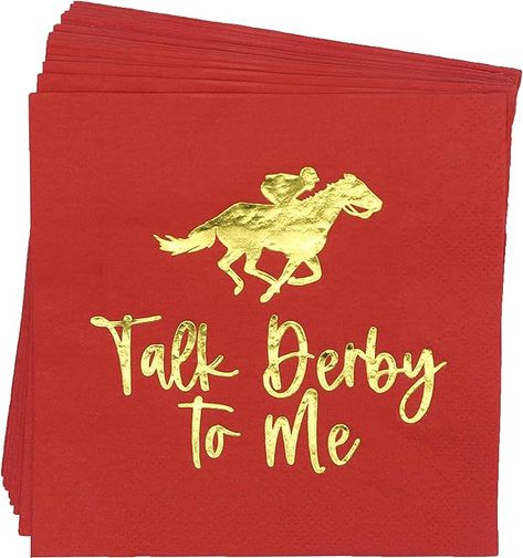 Amazon.com: Talk Derby to me Napkins, Kentucky Derby Party Decorations, Kentucky Derby Birthday Party Decorations, Kentucky Derby Horse Race Rose Party Decorations (5 x 5 in,Gold Foil, 50-Pack) : Home & Kitchen Rose Party Decorations, Derby Birthday Party, Kentucky Derby Party Attire, Kentucky Derby Birthday Party, Kentucky Derby Birthday, Kentucky Derby Party Ideas Decoration, Kentucky Derby Decorations, Kentucky Derby Food, Kentucky Derby Themed Party