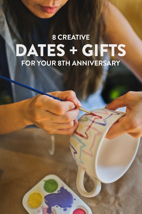 Celebrating your 8th Anniversary? Save this pin and check out our 8 Creative Date Ideas plus some fun 8th Wedding Anniversary Gifts // Local Adventurer #gifts #giftideas #dating #datenight #anniversary #anniversarygifts 8 Year Wedding Anniversary Gifts For Him Pottery, 8 Wedding Anniversary Gifts, Year 8 Anniversary Gift Ideas, 8 Year Anniversary Ideas, 8 Year Anniversary Gift Ideas For Him, 8th Anniversary Gifts, 8 Year Wedding Anniversary, 8 Year Anniversary Gift, Creative Date Ideas