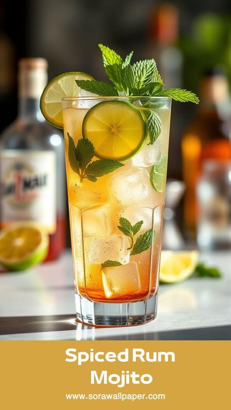 Rum Mojito Recipe, Mojito Recipe, Chocolate Heaven, Spiced Rum, Food Pin, Recipe Of The Day, Mojito, Yummy Drinks, Home Cooking