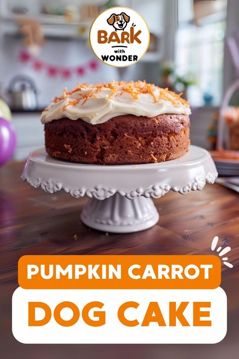 Celebrate your dog's birthday with this tasty Pumpkin Carrot Cake! Easy to make and packed with healthy ingredients, it's the perfect treat for your pup's special day. #DogBirthday #DogCake #HomemadeDogTreats #PumpkinCarrotCake Dog Cake Recipe Pumpkin, Carrot Cake Easy, Pumpkin Carrot Cake, Cake For Dogs, Dog Birthday Cake Recipe, Dog Cake Recipes, Dog's Birthday, Carrot Dogs, Dog Treats Homemade Easy