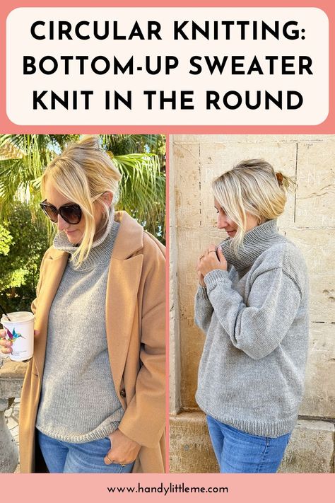 Circular Knitting: Bottom-Up Sweater Knit In The Round - Handy Little Me Knitted Dog Sweater Pattern, Round Knitting, Thanksgiving Crochet, Free Knitting Patterns For Women, Knitting In The Round, Dog Sweater Pattern, Knitting Patterns Free Sweater, Knitting Basics, Knit Dog Sweater