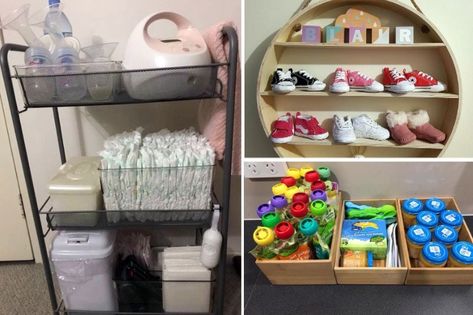 9 Clever Kmart Baby Hacks to Store All Your Baby's Stuff Kmart Decor, Nursery Hacks, Pink Spray Paint, Kmart Hacks, Baby Clothes Storage, Baby Food Pouch Recipes, Planter Beds, Baby Keepsakes, Portable Bar