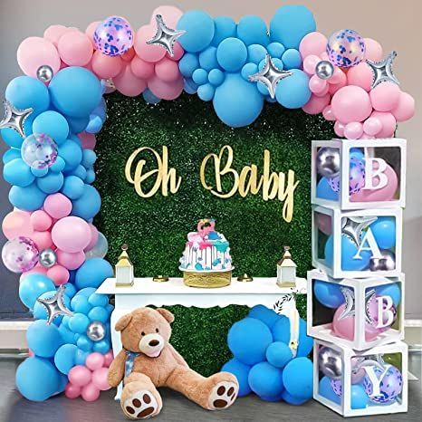 Gender Reveal Baby Shower Themes, Baby Gender Reveal Party Decorations, Gender Reveal Party Supplies, Idee Babyshower, Gender Reveal Party Theme, Kids Birthday Party Decoration, Gender Reveal Balloons, Deco Rose, Diy Bebe