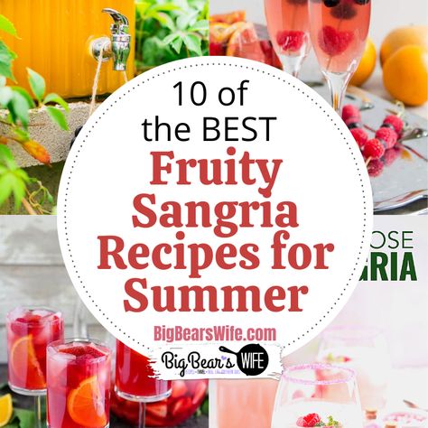 10 of the best Fruity Sangria Recipes for Summer - If you love relaxing with a glass of sangria by the ocean or the pool, this list of Sangria recipes if for you! These are perfect for a day by the water or a evening on the patio! Here are 10 of the best Fruity Sangria Recipes for Summer! Sangria Mixed Drinks, Bulk Sangria Recipe, White Sangria Recipe Moscato, Not Sweet Sangria Recipes, Red Wine Sangria Easy Summer, Sangria For Party, Sangria Recipes Easy For A Crowd, Strawberry Sangria Recipes Easy, Quick And Easy Sangria Recipes