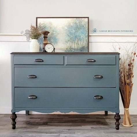 Antique Cedar Blanket Chest . . #interiortrendsurnitureDesign #FurnitureFinds #FurnitureUpcycle #HomeDecor #InteriorDesign #InteriorStyling #DesignInspiration #Interiors #ModernDesign #HomeDesign #InteriorDetails #HomeInspiration #LivingRoomGoals #BedroomBliss #KitchenIdeas #BathroomGoals #SpaceSaving #ContemporaryDesign #HomeInteriors #InteriorTrends Diy Grey Dresser Makeover, Slate Blue Dresser, Painted Dresser Design, Painted Dresser Color Ideas, Dark Blue Dresser, Teal Painted Furniture, Blue Green Bedrooms, Grey Painted Furniture, Green Painted Furniture