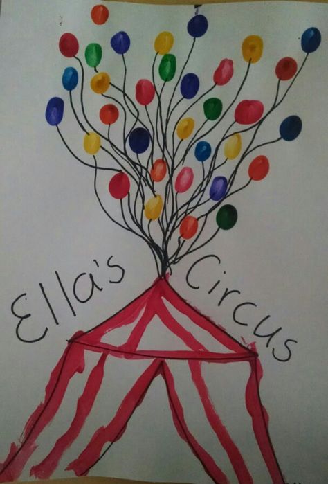 Circus tent craft : Use fingerprints to make balloons and have kids paint red stripes on pre-drawn tent shape Fair Crafts For Preschoolers, Circus Week Crafts, Circus Art And Craft, Circus Crafts Infants, Circus Theme Infant Art, Circus Activities Preschool Crafts, Circus Projects For Toddlers, Circus Tent Craft Preschool, Theater Crafts For Preschool