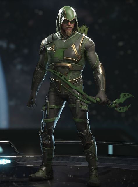 Injustice 2 Green Arrow, Green Arrow Suit Design, Green Arrow Suit, Green Arrow Injustice 2, Ninja Suit, Injustice 2, Arrow Tv, Fantasy Stuff, Dc Comic Books