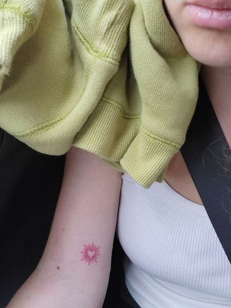 Cute Tiny Heart Tattoos, Small Heart Neck Tattoo, Heart Shaped Flower Tattoo, Hole In Heart Tattoo, Heart Themed Tattoos, Heart Tattoo Cover Up, Heart On Wrist Tattoo, Heart Shaped Box Tattoo, Heart Sun Tattoo