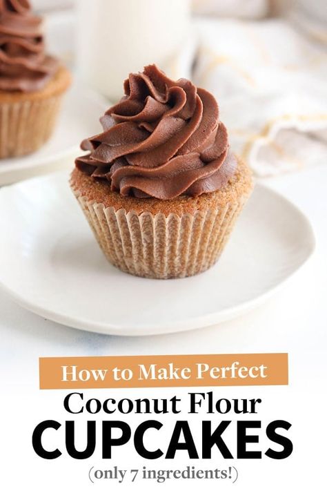 These Coconut Flour Cupcakes are light & fluffy, while being naturally gluten-free. They call for just 7 ingredients and taste amazing! Paleo Party Food, Paleo Cupcakes Recipes, Coconut Flour Cupcakes, Healthy Baked Snacks, Coconut Flour Muffins, Paleo Cupcakes, The Best Cupcakes, Gluten Free Dairy Free Dessert, Vegan Cream Cheese Frosting