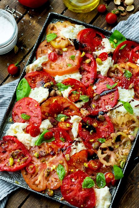 Best Caprese Salad, Summer Sides Recipes, Salad With Pistachios, Penne Pasta Salads, Best Salad Dressing, Pistachio Recipes, Caprese Salad Recipe, Oh Sweet Basil, Garden Tomatoes