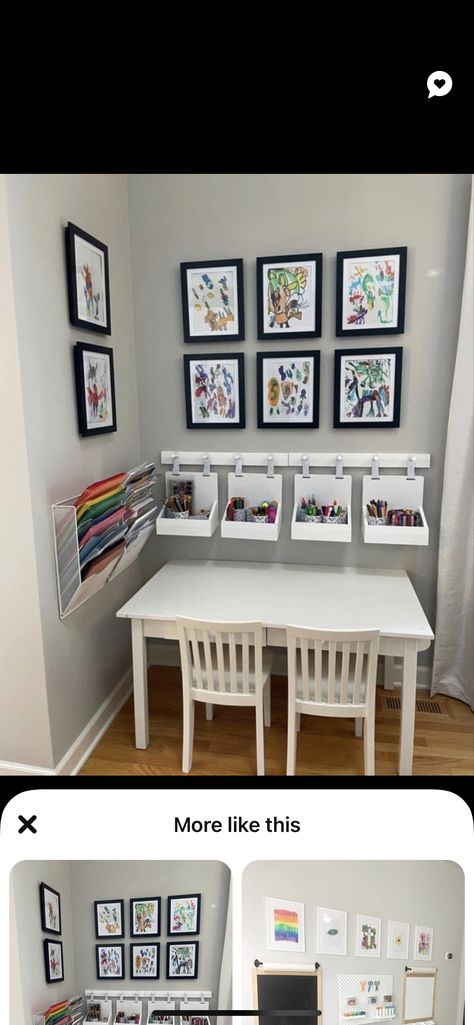 Playroom Table Ideas, Upstairs Landing Play Area, Kid Art Corner, Dining Room Craft Room Combo, Dining Room To Playroom Conversion, Living Room Playroom Combo Small Spaces, Playroom Dining Room Combo, Playroom Tv Room Combo, Living Room And Playroom Combo