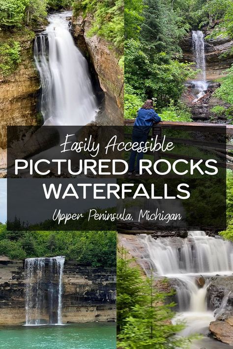 You definitely don’t have to be a seasoned hiker to experience the beautiful sights at Michigan's Pictured Rocks National Lakeshore. Visiting these seven Upper Peninsula waterfalls will leave you breathless, but not out of breath. Pictured Rocks Michigan Hiking, Picture Rocks Michigan Upper Peninsula, Michigans Upper Peninsula, Upper Michigan Waterfalls, Pictures Rocks National Lakeshore, Michigan Upper Peninsula Travel, Picture Rocks Michigan, Hike Pictures, Pictured Rocks Michigan