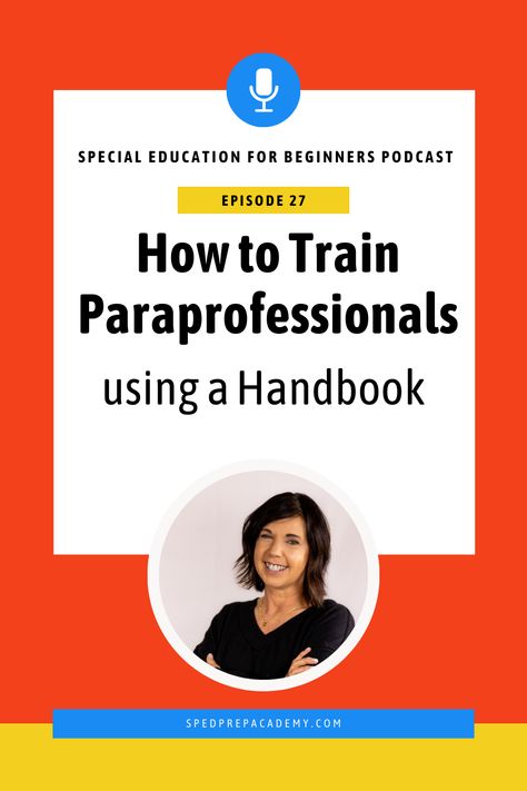 Set your paraprofessionals, yourself and your students up for success in the special education classroom by making sure your paraprofessionals know their roles and your expectations. Using a paraprofessional binder is one of the best ways to train your paras and make sure they know what’s expected in your classroom. On this podcast episode, you’ll learn all about paraprofessional handbooks, how to use them in the special education classroom and what should be included in your para notebook. Paraprofessional Binder, Special Education Paraprofessional, Teacher Burnout, Professional Development For Teachers, Teaching Special Education, Iep Goals, Back To School Hacks, Special Education Resources, Special Education Students