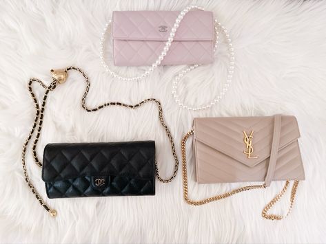 Ysl Woc, Wallet Diy, Dream Bag, Diy Chain, Diy Wallet, Pearls Diy, Dark Beige, Chain Strap, Chanel Classic