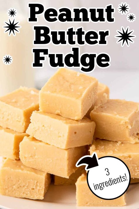 This peanut butter fudge is made with condensed milk, peanut butter and white chocolate! So good! #peanut #butter #fudge #nobake #dessert #3ingredient Fudge Peppermint, Peanut Butter And White Chocolate, Fudge With Condensed Milk, Microwave Peanut Butter Fudge, Nobake Dessert, Peanut Butter White Chocolate, Peanut Butter Recipe, Chocolate Peanut Butter Recipes, Chocolate Peanut Butter Desserts