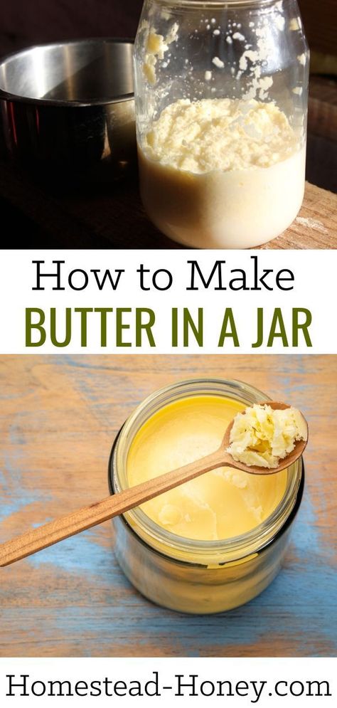 How To Churn Butter, Butter In A Jar, Make Your Own Butter, Diy Butter, Butter At Home, Make Butter, Making Butter, Churning Butter, Pasteurizing Milk